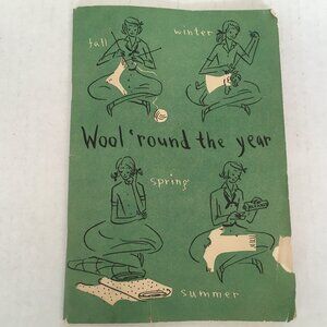 Vintage knitting book wool round the year how to knit guide with patterns